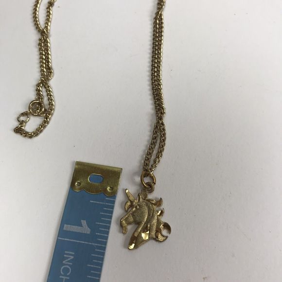 Vintage Unicorn Pendant Necklace Hand Engraved Fantasy Jewelry original box - Picture 8 of 8